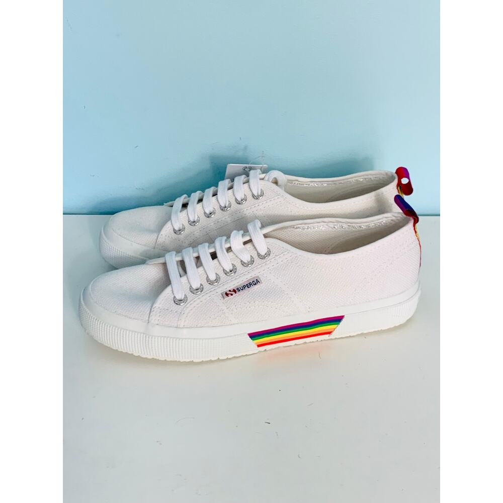 NWT Superga 2750 Pride Backstrap White Sneakers Size 8/39 - Picture 3 of 9